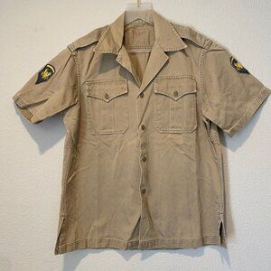 Vintage US Army Military‎ Khaki Short Sleeve Shirt Size Medium